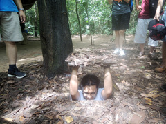 Mr. Ong and family at Cu chi tunnel